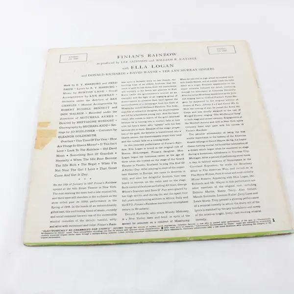 Finian's Rainbow Broadway Cast Ella Logan Columbia Vinyl LP OS 2080