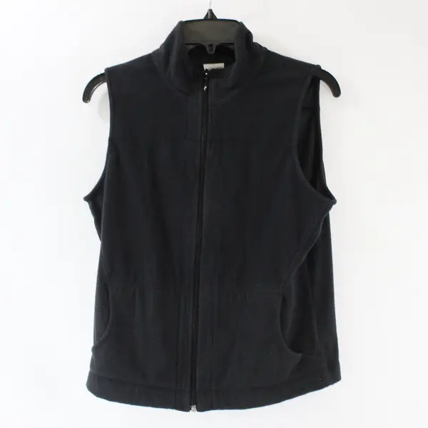 Columbia Vest Jacket Womens M Black Full Zip Fleece Sleeveless Pockets Medium