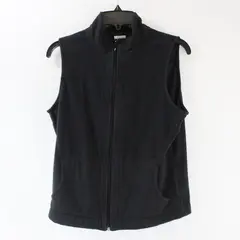 Columbia Vest Jacket Womens M Black Full Zip Fleece Sleeveless Pockets Medium