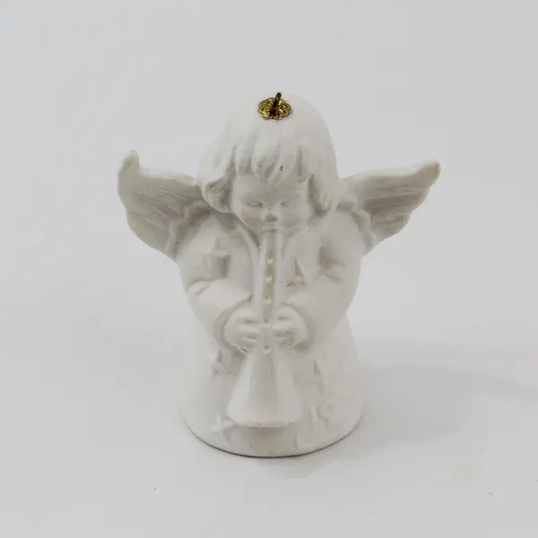 Goebel 1970 Porcelain Angel Playing A Horn Bell Christmas Ornament 