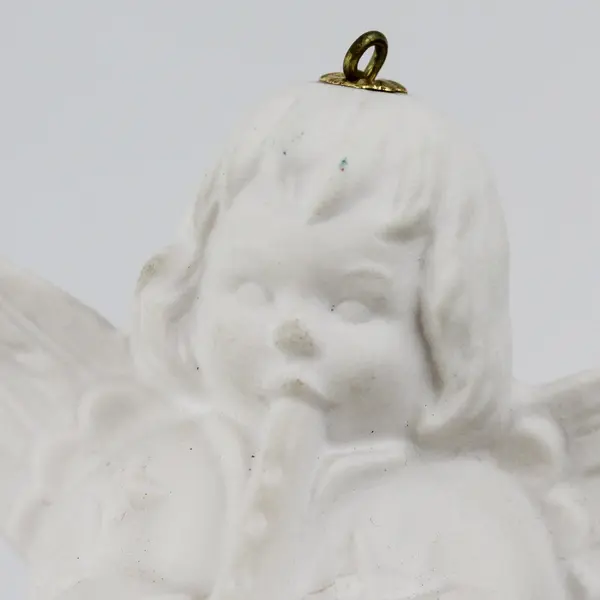Goebel 1970 Porcelain Angel Playing A Horn Bell Christmas Ornament 