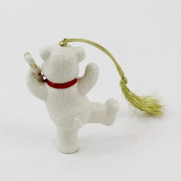 Lenox Tied With Cheer Teddy Bear Candy Cane Christmas Ornament 829578