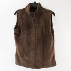 Jason Maxwell Women's Small Fuzzy Brown Zip-Up Vest Comfy Cozy