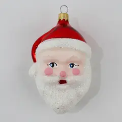 Hand Painted Santa Head Glass Christmas Ornament Made in Colombia