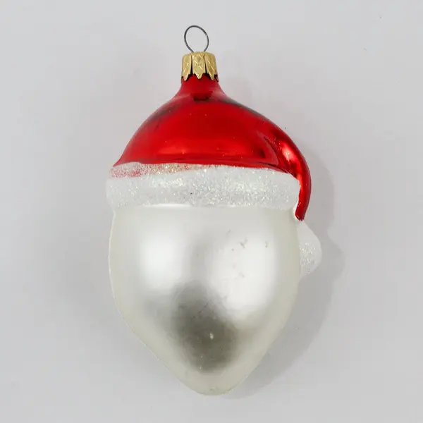 Hand Painted Santa Head Glass Christmas Ornament Made in Colombia