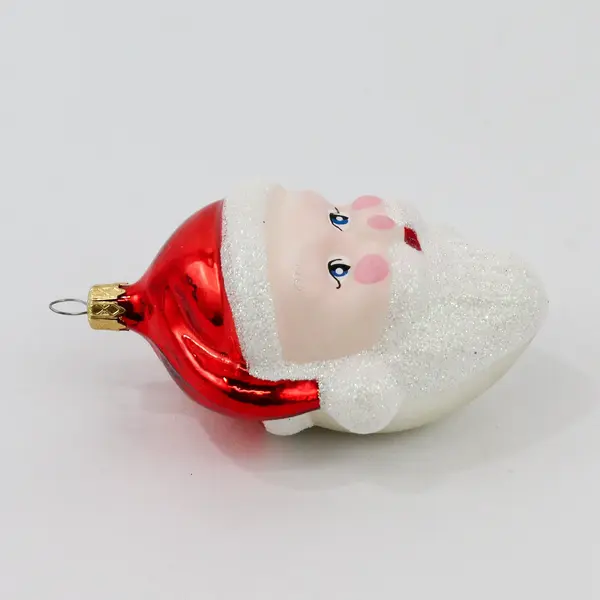 Hand Painted Santa Head Glass Christmas Ornament Made in Colombia
