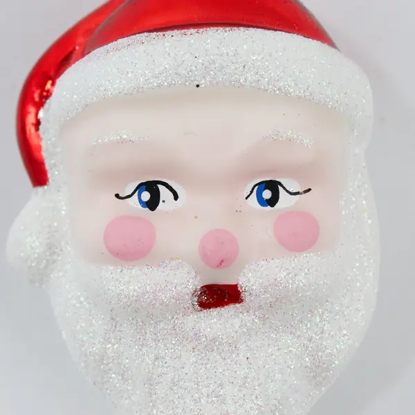 Hand Painted Santa Head Glass Christmas Ornament Made in Colombia