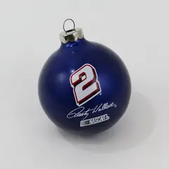 Rusty Wallace NASCAR No. 2 Blue Glass Christmas Ornament