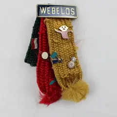 Vintage Boy Scouts Webelos Tri-Color Ribbon with 9 Activity Pins