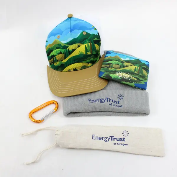 Lot of 6 Energy Trust Promo Tote Cap Beanie Coin Purse Carabiner Pouch