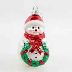 Vintage BK Lumiere Hand-Blown Glass Roly-Poly Snowman Ornament