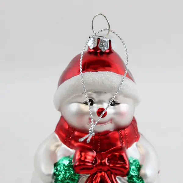 Vintage BK Lumiere Hand-Blown Glass Roly-Poly Snowman Ornament