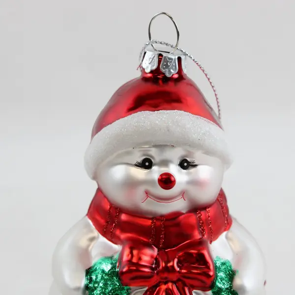Vintage BK Lumiere Hand-Blown Glass Roly-Poly Snowman Ornament