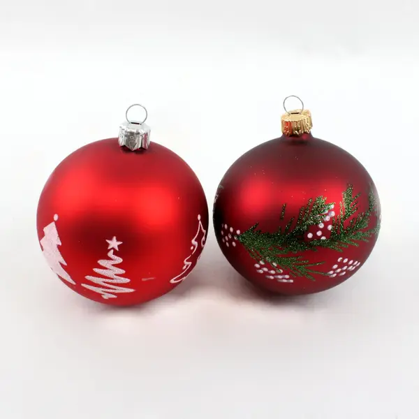 Lot of 2 Red Frosted Matte Christmas Ball Ornaments