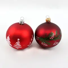 Lot of 2 Red Frosted Matte Christmas Ball Ornaments