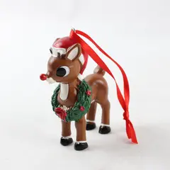 Rudolph the Red-Nosed Reindeer Christmas Ornament Santa Hat Wreath