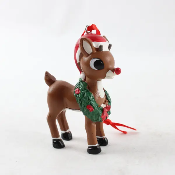 Rudolph the Red-Nosed Reindeer Christmas Ornament Santa Hat Wreath