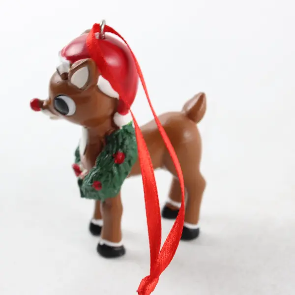 Rudolph the Red-Nosed Reindeer Christmas Ornament Santa Hat Wreath