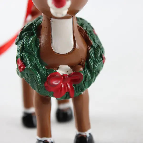 Rudolph the Red-Nosed Reindeer Christmas Ornament Santa Hat Wreath