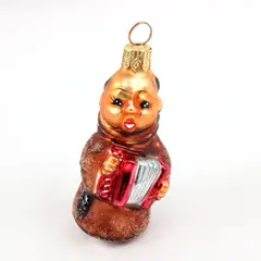 Vintage 1997 Christopher Radko "Merry Monk" Blown Glass Ornament W/Accordion 3"