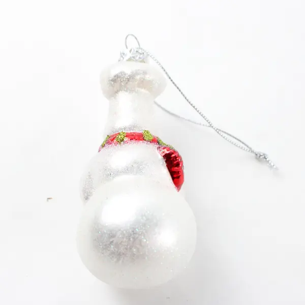 Lot of 2 Williams Sonoma Glass Snowmen Chef Christmas Ornaments