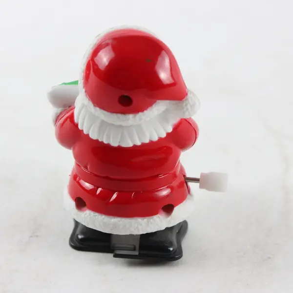 Lot of 2 Christmas Decor Red Ornament Wind-Up Santa Figurine