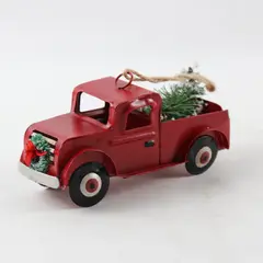 Rustic Red Metal Truck Christmas Tree Ornament Farmhouse Holiday Decor