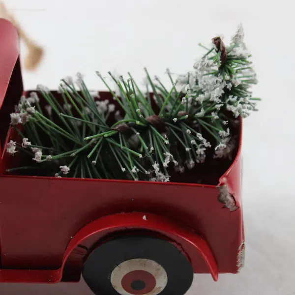 Rustic Red Metal Truck Christmas Tree Ornament Farmhouse Holiday Decor