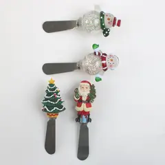 Lot of 4 Boston Warehouse Christmas Cheese Spreaders Santa Snowman Tree
