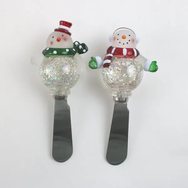 Lot of 4 Boston Warehouse Christmas Cheese Spreaders Santa Snowman Tree