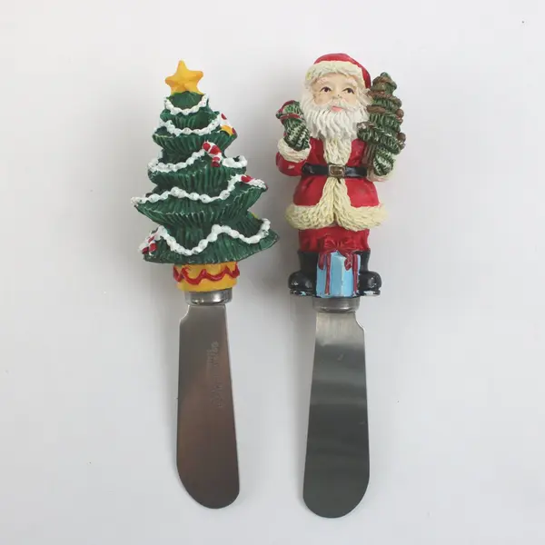 Lot of 4 Boston Warehouse Christmas Cheese Spreaders Santa Snowman Tree