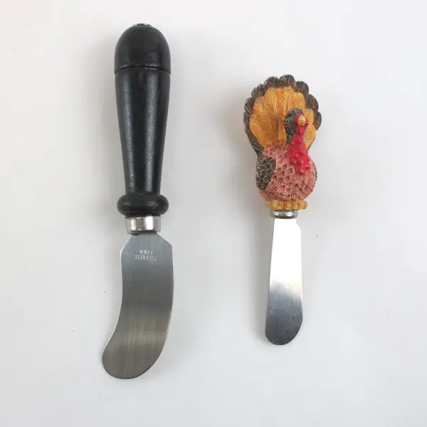 Lot of 2 Cheese Spreaders Gaston Warehouse Turkey Handle Black Handle
