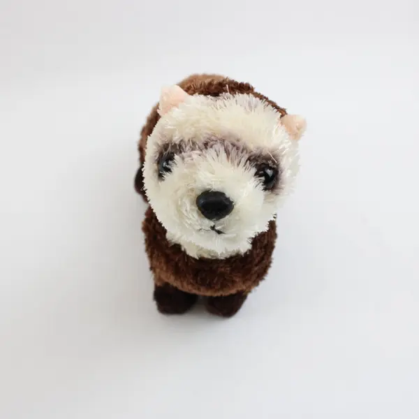 Aurora World Ferret Plush Brown White Face Black Tail 8" Stuffed Animal