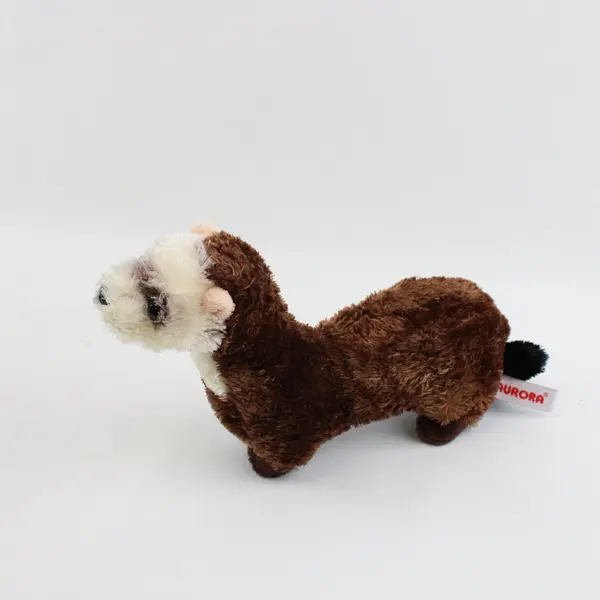 Aurora World Ferret Plush Brown White Face Black Tail 8" Stuffed Animal