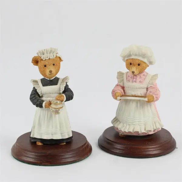 Lot of 2 Dept 56 Upstairs Downstairs Bears Mrs Bumble Flora Mardle Figurines