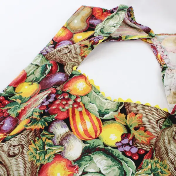 Handmade Multicolor Cornucopia Harvest Print Kitchen Apron