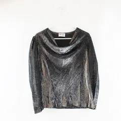 Boston Maid Womens Medium Shimmery Silver Metallic Cowl Neck Top