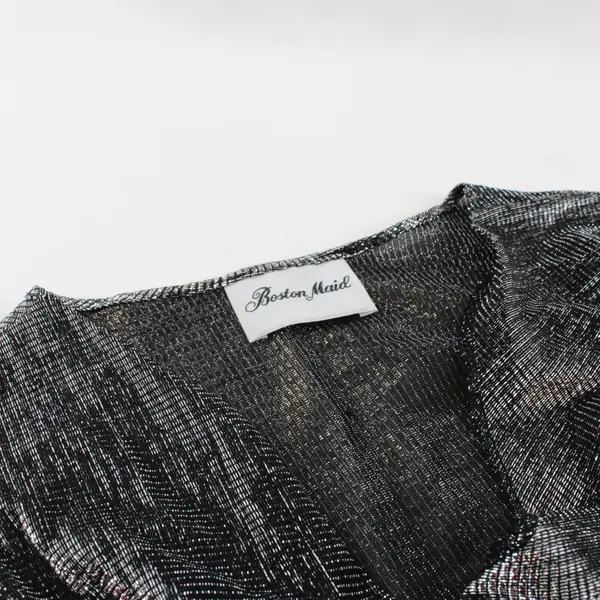 Boston Maid Womens Medium Shimmery Silver Metallic Cowl Neck Top