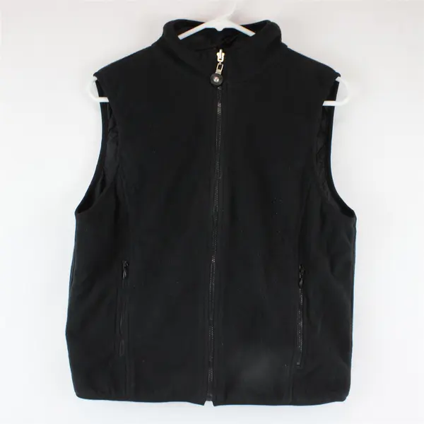 Casual Corner Annex Reversible Black Fleece Zip-Up Vest Women's Petite Large