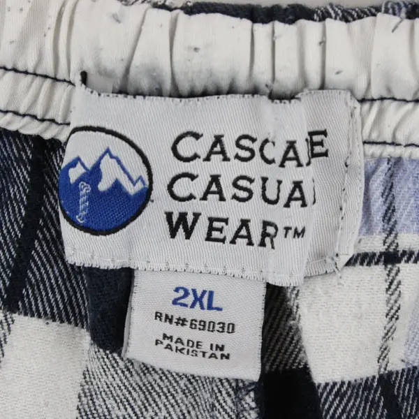 Cascade Casual Men's 2XL Blue Gray Plaid Pajama Lounge Pants