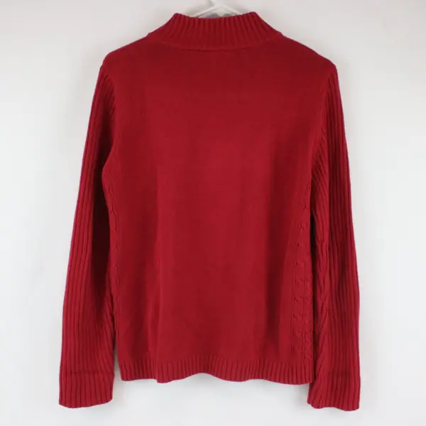St. John's Bay Women's Red Knit 1/4 Zip Pullover Sweater Large