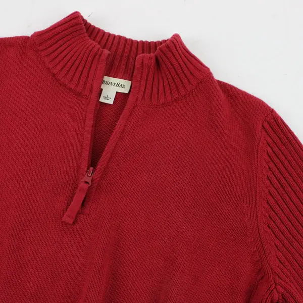 St. John's Bay Women's Red Knit 1/4 Zip Pullover Sweater Large