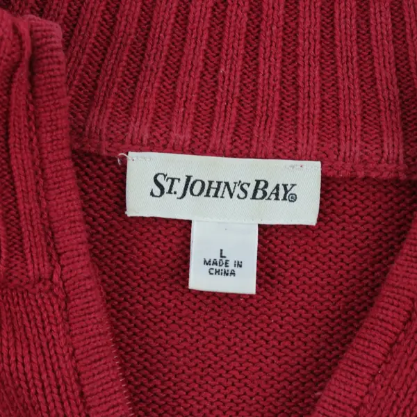 St. John's Bay Women's Red Knit 1/4 Zip Pullover Sweater Large