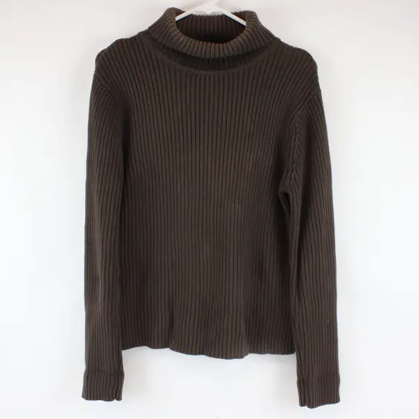 Sonoma Women's Brown Ribbed Knit Turtleneck Sweater Size Large Pullover