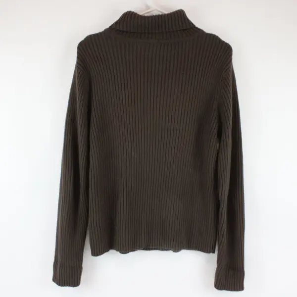 Sonoma Women's Brown Ribbed Knit Turtleneck Sweater Size Large Pullover