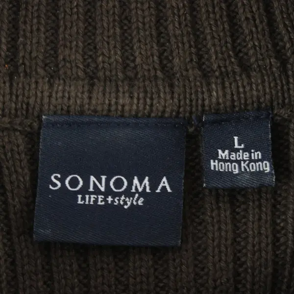 Sonoma Women's Brown Ribbed Knit Turtleneck Sweater Size Large Pullover