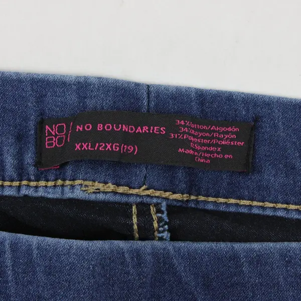 No Boundaries Women's Med. Wash XXL (19) Stretch Jeans Faux Front Elastic Waist