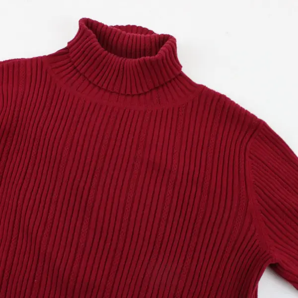 Liz Claiborne Petite M Cherry Red Ribbed Knit Turtleneck Sweater