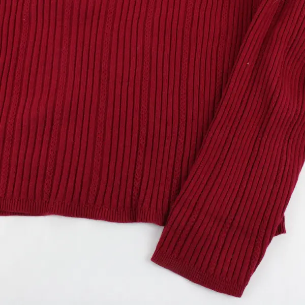 Liz Claiborne Petite M Cherry Red Ribbed Knit Turtleneck Sweater