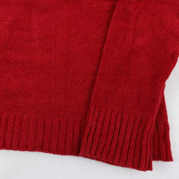 Erika Women's Red Fringed Turtleneck Sweater Petite Large PL
